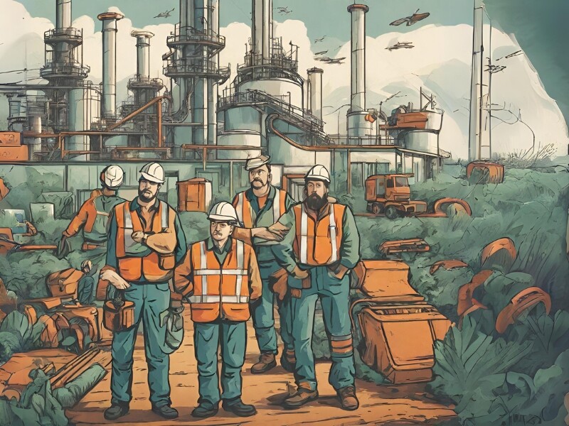 AI-afbeelding met werkmensen voor een droombeeld van de industrie van de toekomst