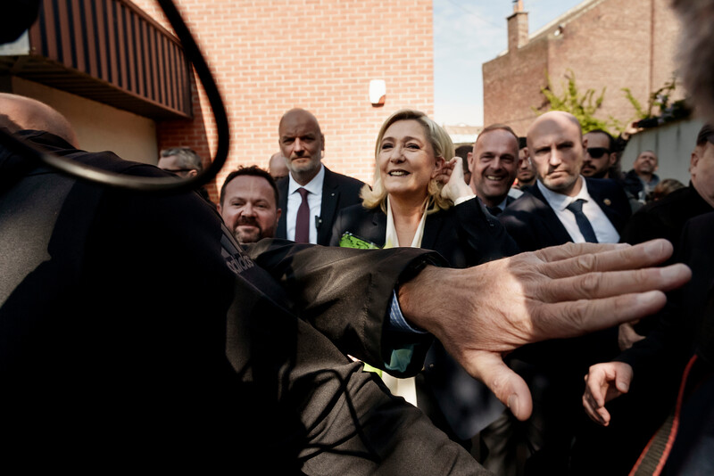 Marine Le Pen (RN) tijdens de verkiezingscampagne