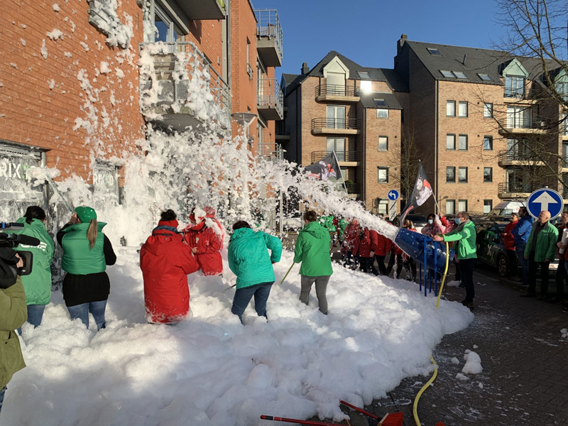 Foto van protestactie huishoudhulpen