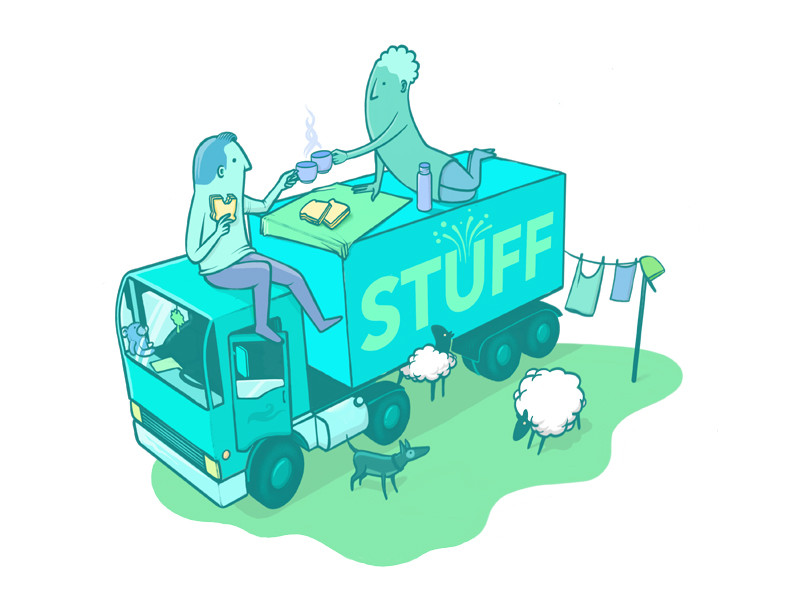 Illustratie van een vrachtwagenchauffeur