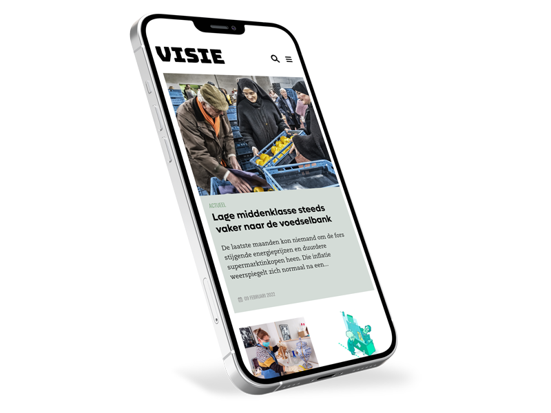 Screenshot van de Visiewebsite op een smartphone