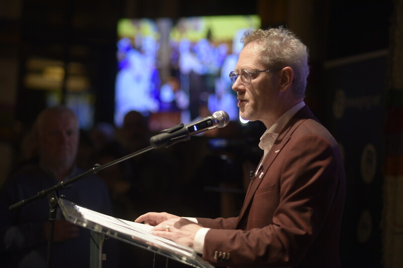 Peter Wouters voorzitter beweging.net op nieuwjaarsreceptie in Wolf Brussel