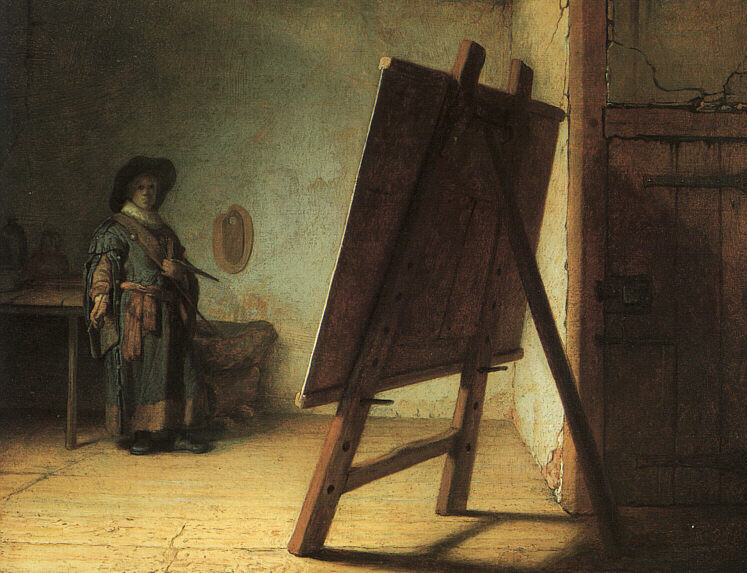 Rembrandt in zijn studio
