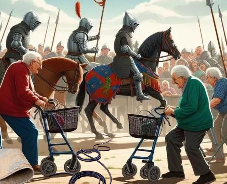 illustratie rollators man en vrouw bejaard rollatortreffen