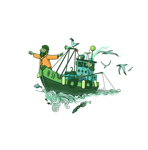 Illustratie van de visser