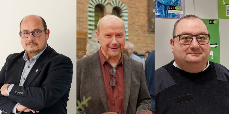 Provinciale voorzitters West-Vlaanderen: Frederik Demeyere (beweging.net), Jos Demarest (CM) en Hans Clarysse (militant-voorzitter ACV)